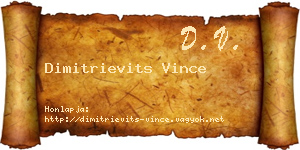 Dimitrievits Vince névjegykártya
