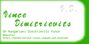 vince dimitrievits business card